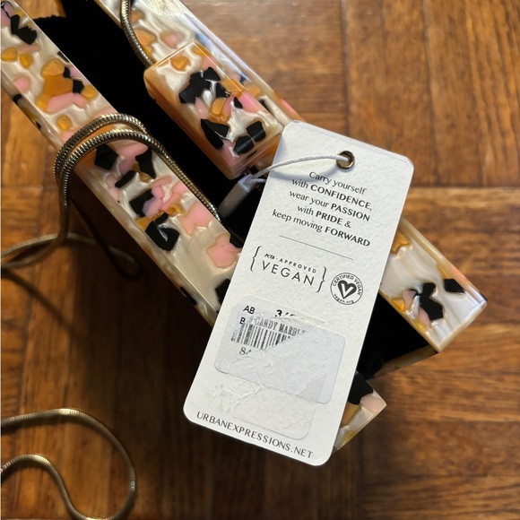 NWT pearl terrazzo speckled clutch box party bag - Picture 5 of 5